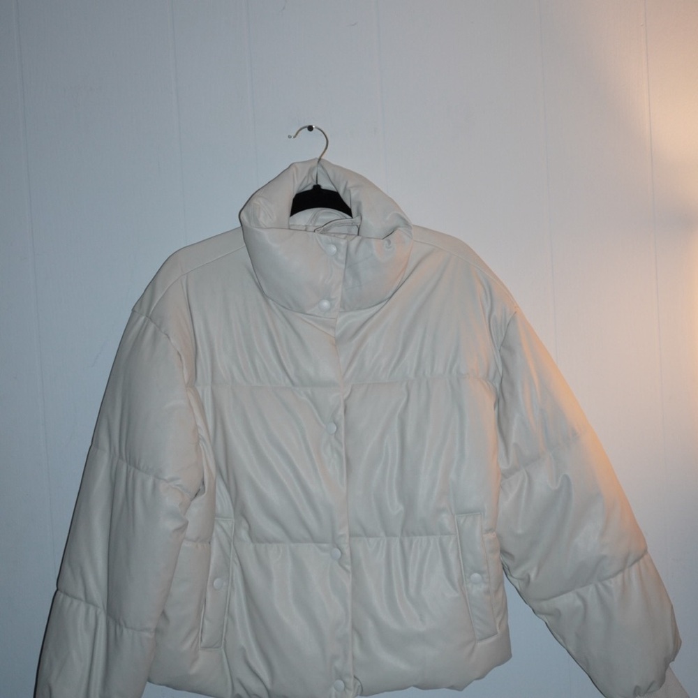 American Eagle Outfitters Cream Bomber Jacket